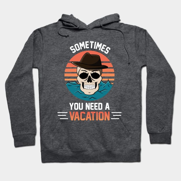 Funny Comedical Vacation skull Hoodie by Corvons